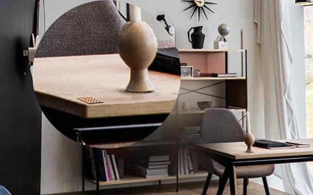 Lattice plate on a home-office desk
