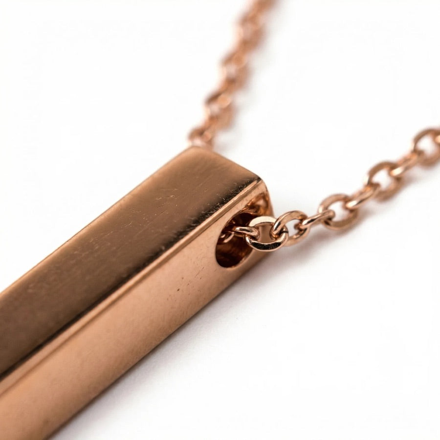 Close-up of the pendant's recessed fitting and copper chain