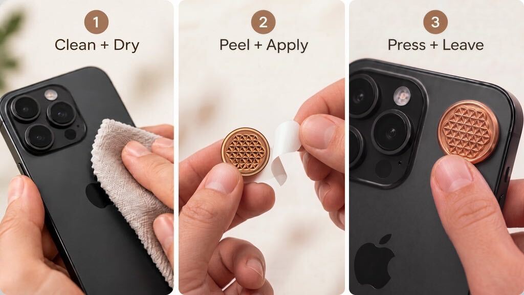 Clean, peel, apply and press Ripple onto a device